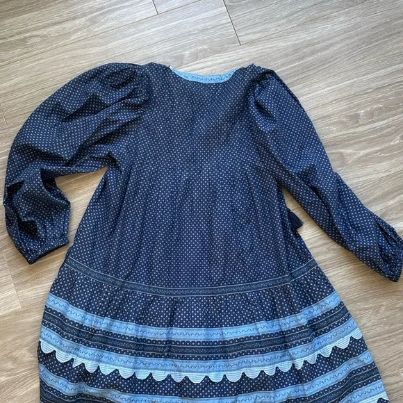 Sea New York Palmer Tunic Dress Sz S EUC Blue Long Sleeve 100% Cotton - Picture 14 of 15